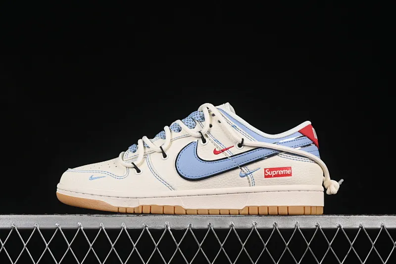 All Categories Nk SB Dunk Series Nk SB Dunk Low High-end Customized Low-top Shoes Nike SB Dunk Low Sup Series Strap Beige and Blue Hook Anniversary High-end Customized Low-top Casual Shoes FC1688-216